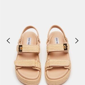 Steve Madden Ivory “Big Mona” Rafia Sandals